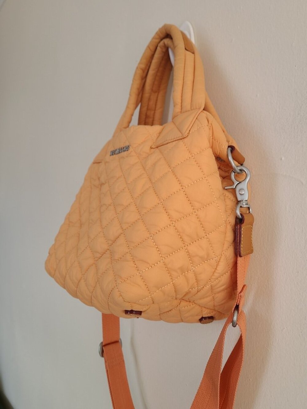 MZ Wallace Mini Metro Tote Deluxe Bag Peach Orange - Picture 5 of 9